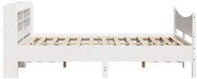 Estrutura de cama com cabeceira 140x200 cm pinho maciço branco