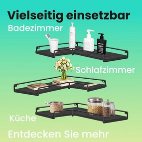 Prateleiras de canto em forma de L, conjunto de 2 preto