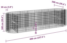 Canteiro elevado/cesto gabião 400x100x100 cm ferro galvanizado
