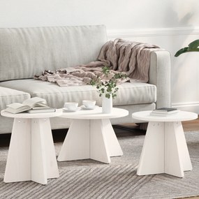 vidaXL Conjunto de Mesas de Café 3 pcs Branco 49 x 49 x 30 cm