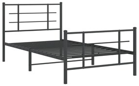 Estrutura de cama com cabeceira e pés 100x190 cm metal preto