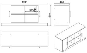 Armário Multiusos VO6 – Nogueira-Antracite – 139,8x61,8x46,3 cm
