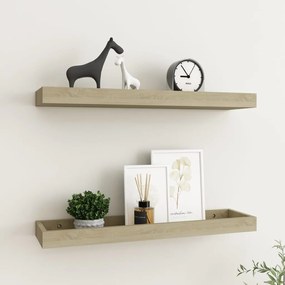 vidaXL Prateleiras de parede Loggia 2 pcs 60x15x4 cm MDF cor carvalho