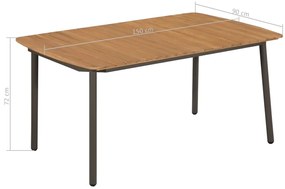 7 pcs conjunto de jantar exterior madeira acácia maciça e aço