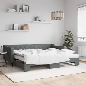 vidaXL Sofá-cama c/ gavetão e colchões 90x200cm tecido cinzento-escuro