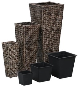 Floreiras elevadas jardim 3 pcs jacinto de água castanho-escuro