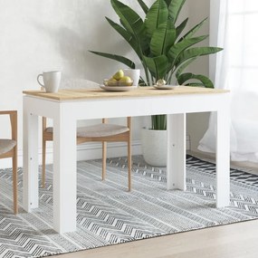vidaXL Mesa jantar 120x60x76 cm contraplacado carvalho sonoma e branco