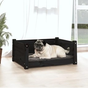 Cama para cães 65,5x50,5x28 cm madeira de pinho maciça preto