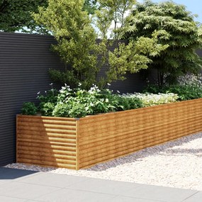 vidaXL Canteiro elevado de jardim 578x100x69 cm aço corten