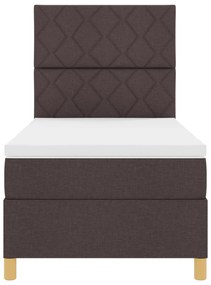 Cama Box Spring com Colchão Castanho Escuro 90x200 cm Tecido