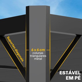 Pérgola de Jardim 3x4 m com Proteção UPF50+ Gazebo com Telhado Ajustável Estrutura de Metal para Exterior Cinzento Escuro