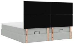 Estrutura cama otomana colchões 160x200cm veludo cinzento claro
