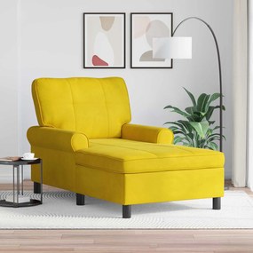 vidaXL Chaise Lounge com almofada Amarelo 91 x 157 x 91 cm Veludo