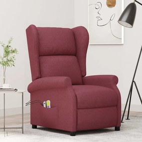 vidaXL Poltrona de massagens elétrica tecido vermelho tinto