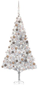 vidaXL Árvore Natal artificial pré-iluminada c/bola 240cm PET prateado