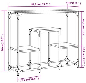 Mesa consola 89,5x28x76 cm derivados de madeira preto