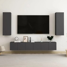vidaXL 5 pcs conjunto de móveis de TV contraplacado cinzento