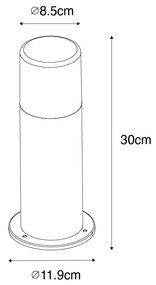 Candeeiro de pé para exterior preto com abajur fumê 30 cm IP44 - Odense Moderno