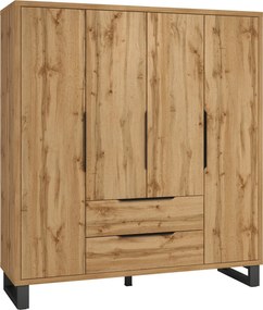 Roupeiro Avicavu 115, Preto, Carvalho wotan, 210x191x60cm, 221 kg, Portas para roupeiro: Com dobradiças
