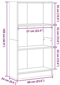 Estante 60x24x109 cm derivados de madeira carvalho castanho