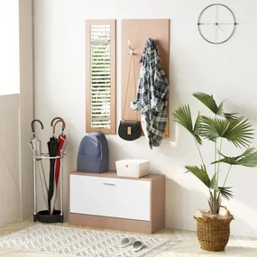 Conjunto de Sapateira, Cabide e Espelho Lennus - Design Moderno