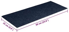 Tapetes de escada adesivos 30 pcs 60x25 cm retangular azul
