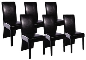 160295 vidaXL Cadeiras de jantar 6 pcs couro artificial preto