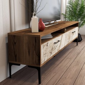 Móvel de TV Istanbul – Nogueira e Branco – 180 cm x 47 cm x 35 cm