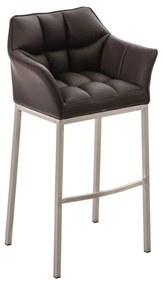 Banco de bar Damaso em couro sintético e com estrutura prateada 64 x 110 x 48 cm Castanho