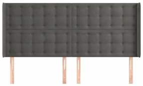 Cabeceira cama c/ abas veludo 203x16x118/128 cm cinzento-escuro
