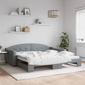 vidaXL Sofá-cama com gavetão 100x200 cm tecido cinzento-claro
