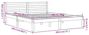 Estrutura de cama 180x200 cm madeira pinho maciço castanho cera