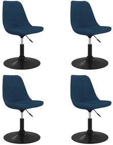 Cadeiras de jantar giratórias 4 pcs veludo azul