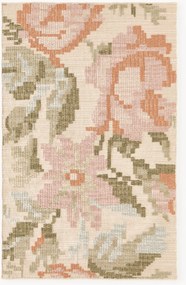 Tapete de lã com padrão de flores bordado Rosha