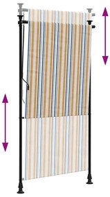 Estore de rolo exterior 120x270 cm tecido/aço amarelo e branco