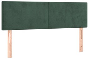 Cabeceira de cama c/luzes LED veludo 144x5x78/88cm verde-escuro