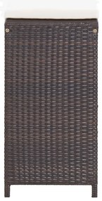 7 pcs conjunto bar para jardim c/ almofadões vime PE castanho