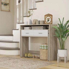 Mesa Consola Moderna de Entrada de 2 Níveis com Trilhos Deslizantes 2