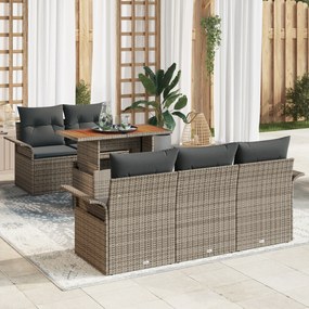 Conjunto de Sofás de Jardim vidaXL de 6 Peças com Almofadas Cinzas Rat