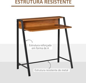 Secretária Mesa de Computador 84x45x85cm com Bancada de Madeira e Pés de Metal Estilo Moderno para Escritório Estúdio Dormitório Carga Máxima 20kg Nog