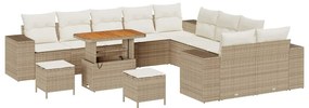 Conjunto de Sofá de Jardim VidaXL de 13 peças com Almofadas Bege Vime