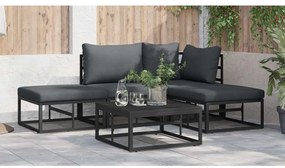 Conjunto de Sofá de Jardim 4 pcs Preto 211.5 x 141.5 x 71 cm