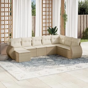vidaXL 8 pcs conjunto de sofás p/ jardim com almofadões vime PE bege
