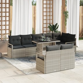 Conjunto de Sofá de Jardim vidaXL 9 Peças com Almofadas Cinza Claro Ra