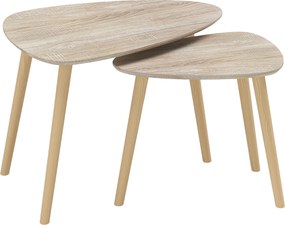 HOMCOM Conjunto de 2 Mesas Auxiliares com Pés de Madeira Mesas de Café 59,5x39,5x45 cm e 44,5x28,5x40 cm Madeira | Aosom Portugal