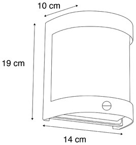 Luminária de parede moderna para exterior com sensor de movimento em aço inoxidável IP44 - Mira Moderno