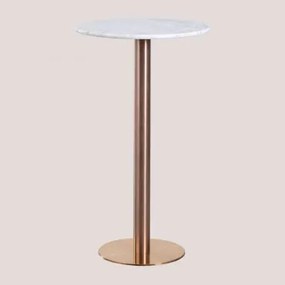 Mesa Alta De Bar Redonda Ø60 Cm Em Mármore Cosmopolitan Mármore Branco & Oro Rosa - Sklum