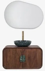 Conjunto De Móvel De Casa De Banho Suspenso 95x45 Cm Em Madeira De Manga E Pedra Natural Kivalina Mármore Verde Udaipur - Madeira De - Sklum
