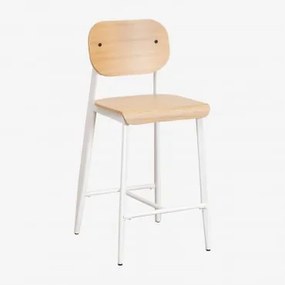 Banco Alto 65 Cm Em Folheado De Carvalho And Gardénia Branco - Sklum