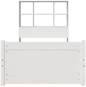 Cama com estante sem colchão 90x200 cm pinho maciço branco